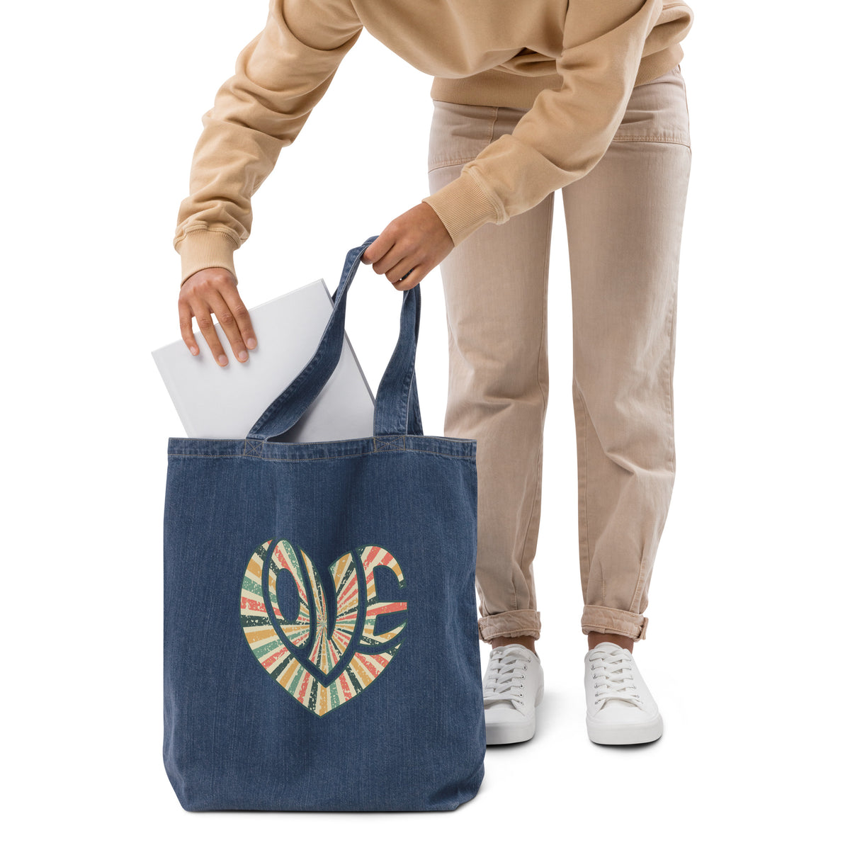 Love / Heart Denim Tote